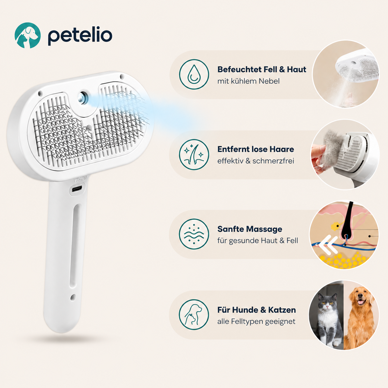 SteamBrush™ | 2-in-1 Fellpflegebürste mit Sprühfunktion